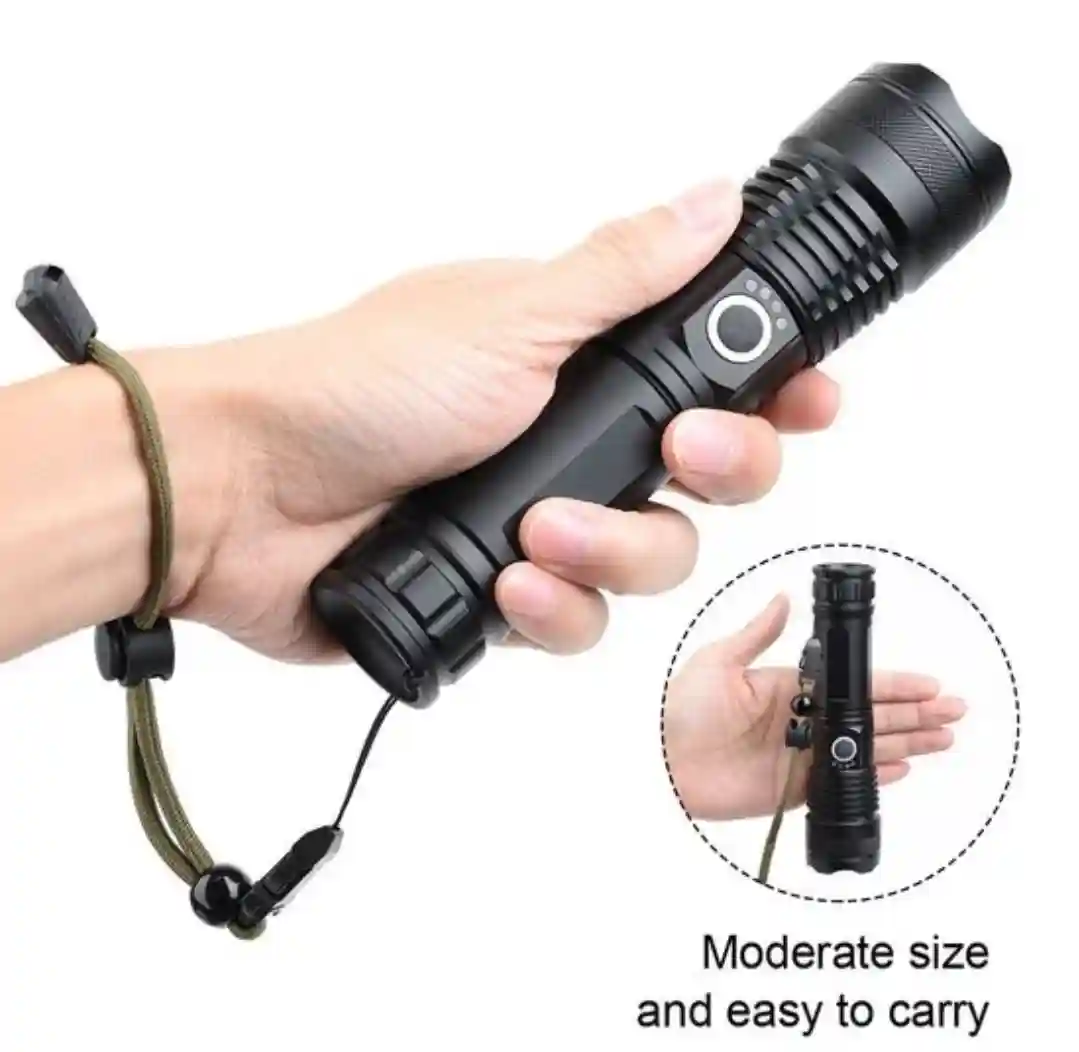 P50 LED Flashlight Torch Zooming tactical spotlight  - Image 1